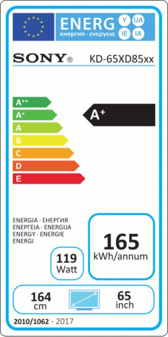 Etichetta energetica Sony Kd-65xd8505 (65", LCD, 4K)