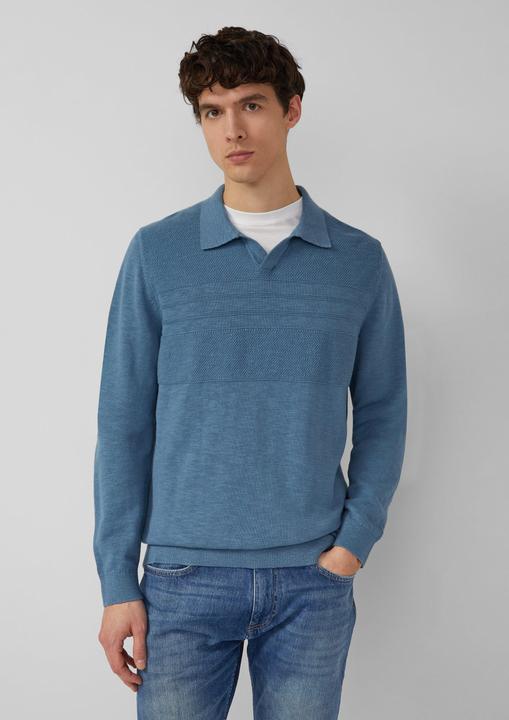 Produktbild s.Oliver Strickpullover Strick-Polo aus Baumwolle mit Strukturmix (S)