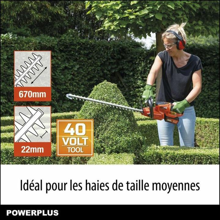 Image du produit Powerplus Taille-haie Dual Power 40V 670mm - batterie et chargeur non compris (Fonctionnement sur batterie)