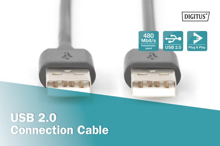 Produktbild Digitus USB2.0 Anschlusskabel, 1 m (1 m, USB 2.0, 2.50 W)