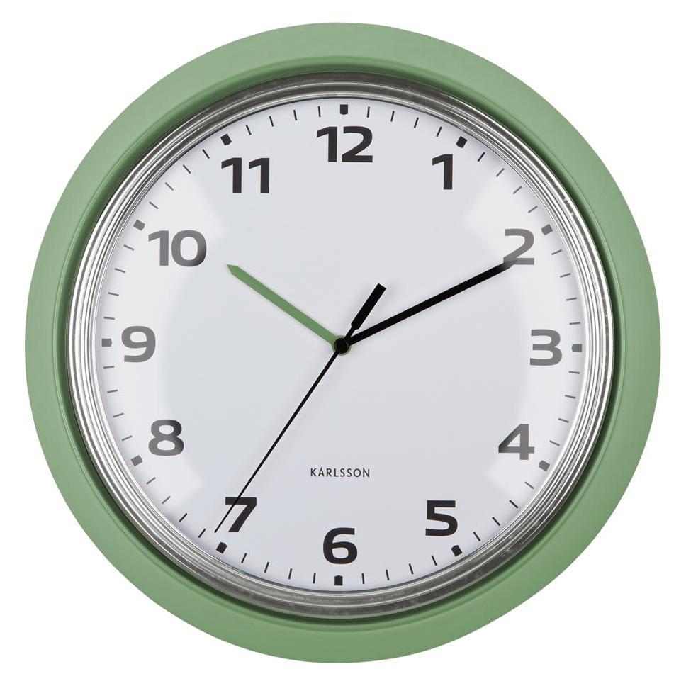Karlsson, Klok, Wandklok Modern Retro - Groen - Ã˜34cm - Wandklok Retro (34 cm)