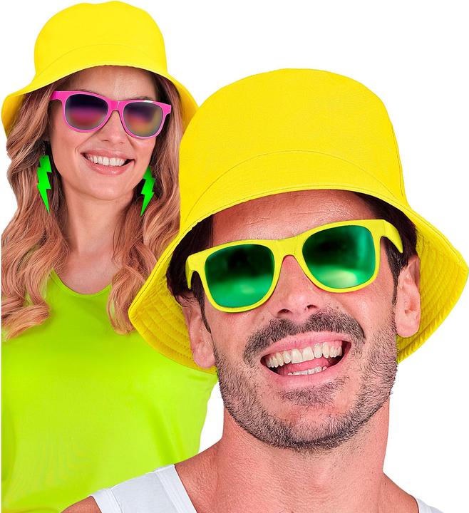 Actual product image Widmann 80s neon bucket fisherman hat in neon yellow