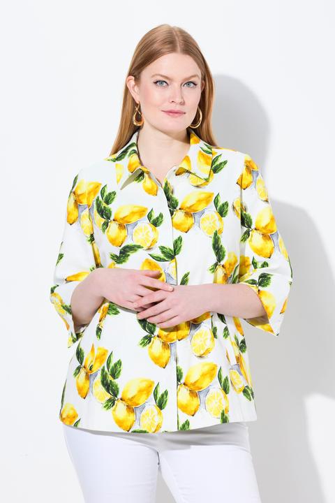 Actual product image Ulla Popken Lemon Print 3/4 Sleeve Jacket (54)