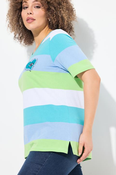 Produktbild Ulla Popken T-Shirt, Ringel, Herz-Stickerei, Rundhals, Halbarm (46, 48)