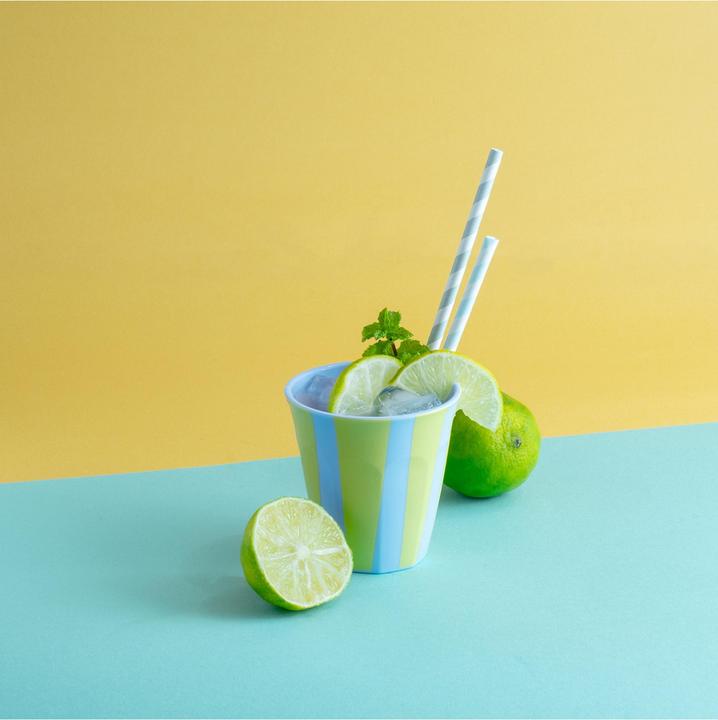 Produktbild Koziol Trinkbecher Nora S Stripes 150 ml, 1 Stück, Sweet Blue (0.15 l, 1 x)