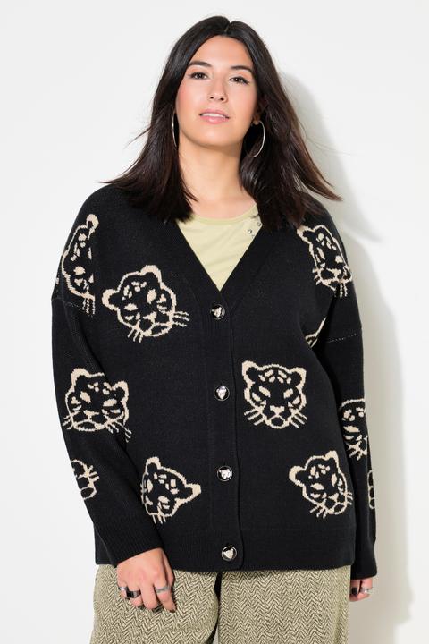 Produktbild Studio Untold Strickjacke, oversized, Leo-Köpfe (46, 48)
