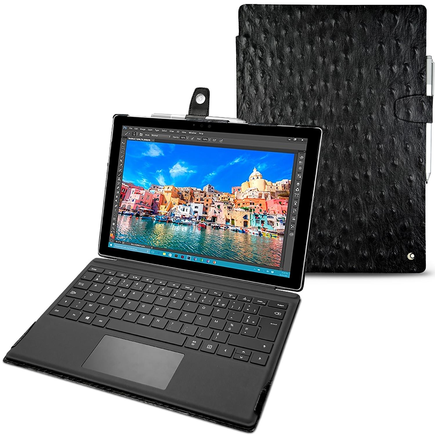 Noreve Lederschutzhülle (Microsoft Surface Pro 4), Tablet Hülle, Schwarz