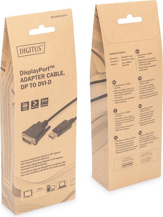 Immagine prodotto Digitus DisplayPort – DVI-D (3 m, DisplayPort, 1.1)