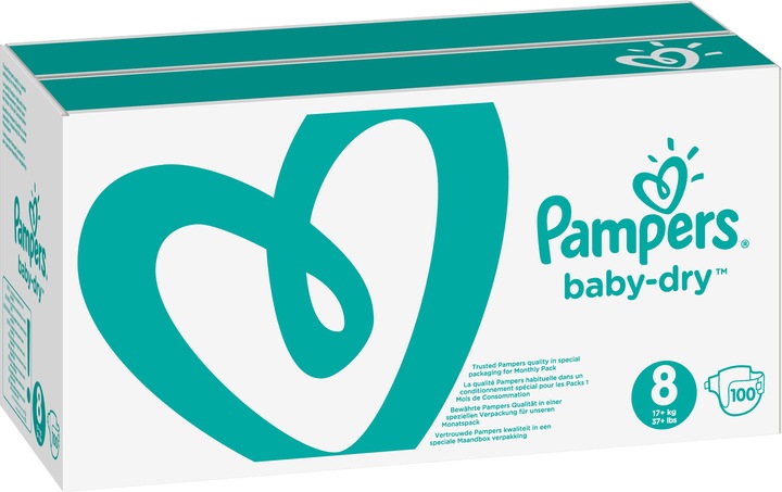 Produktbild Pampers Baby Dry (Gr. 8, Monatsbox, 100 Stück)