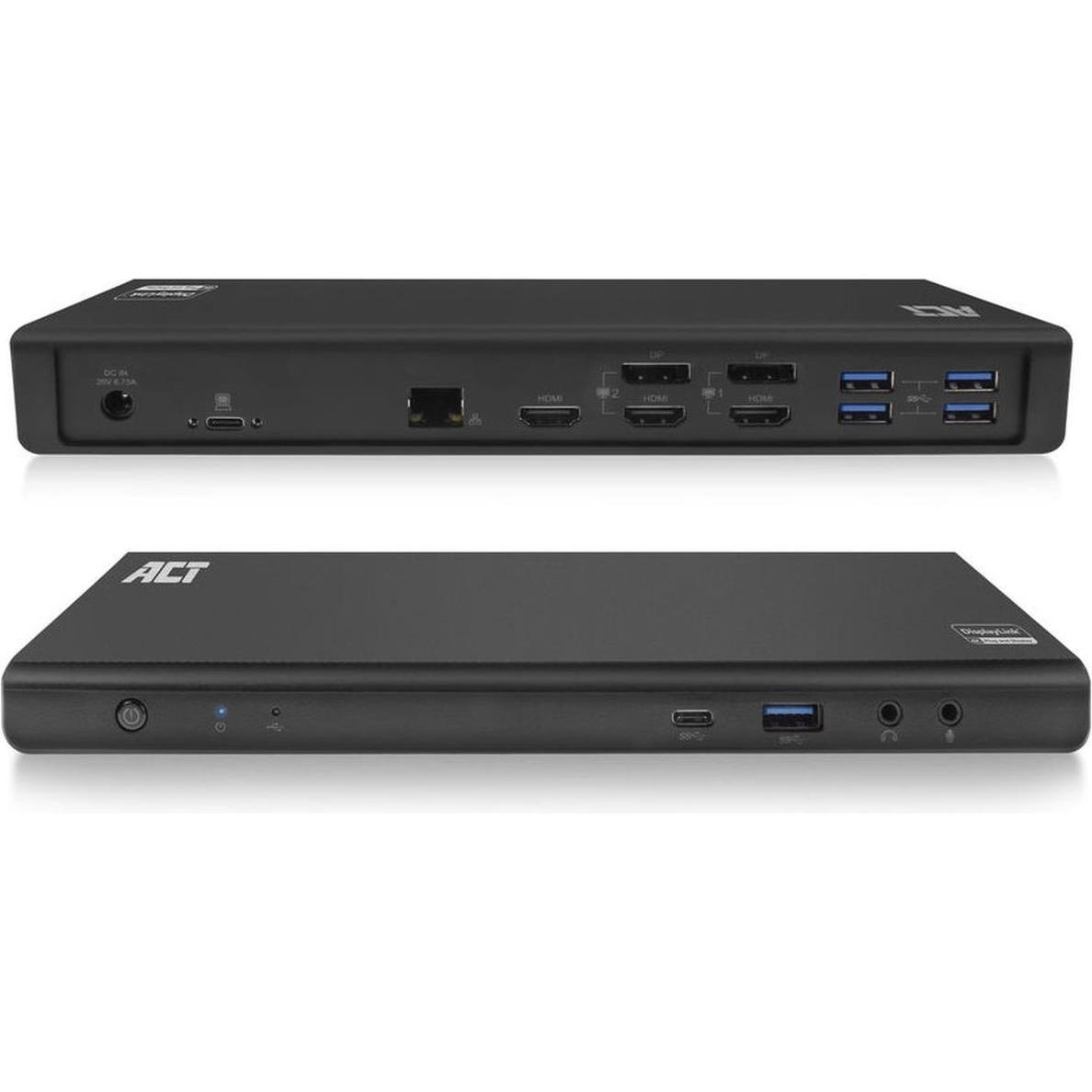 ACT AC7048 (USB-C, 6 porte), Docking station + Hub USB, Nero