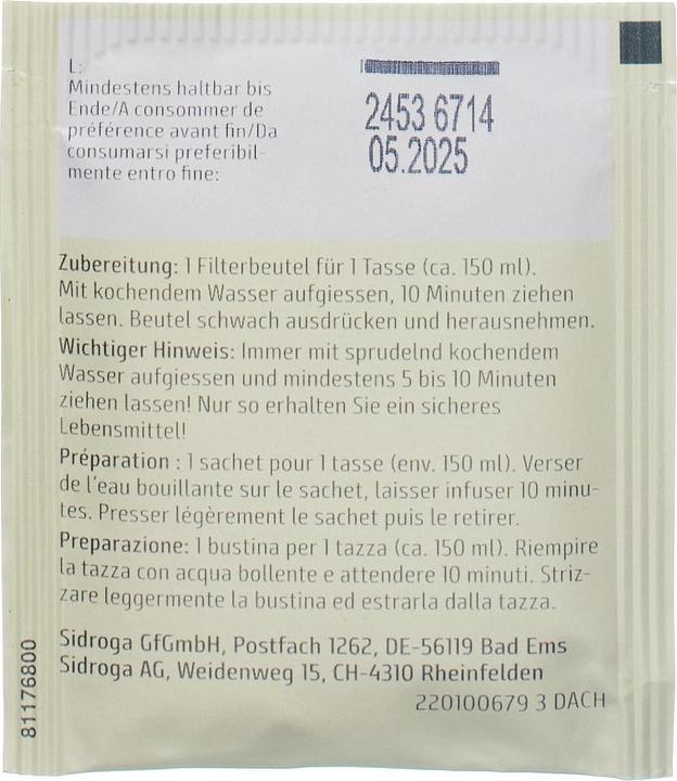 Nährwerte und Zutaten Sidroga Basentee (30 g)