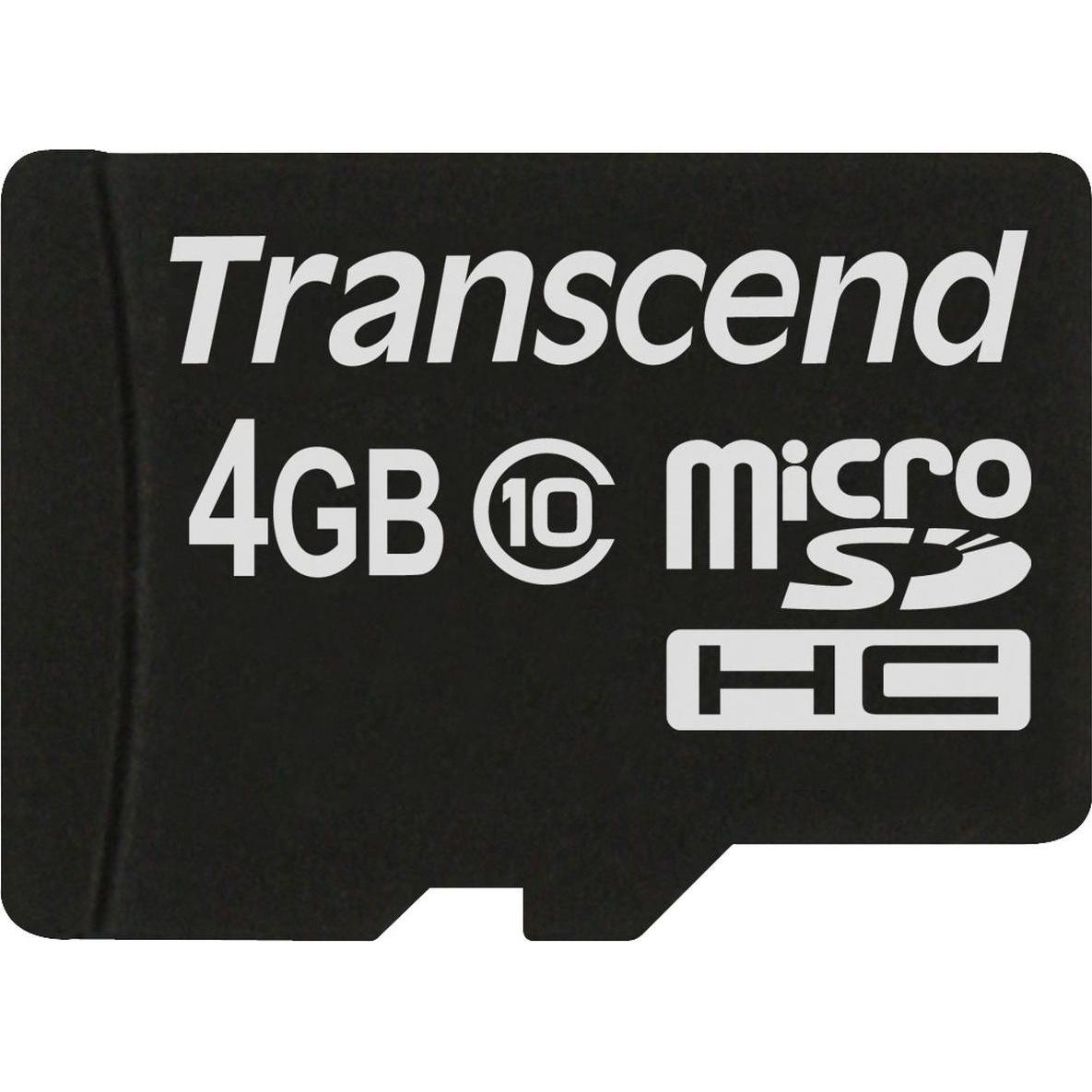 Transcend microSDHC senza adattatore (4 GB, microSDHC, U1, UHS-I), Scheda di memoria, Nero
