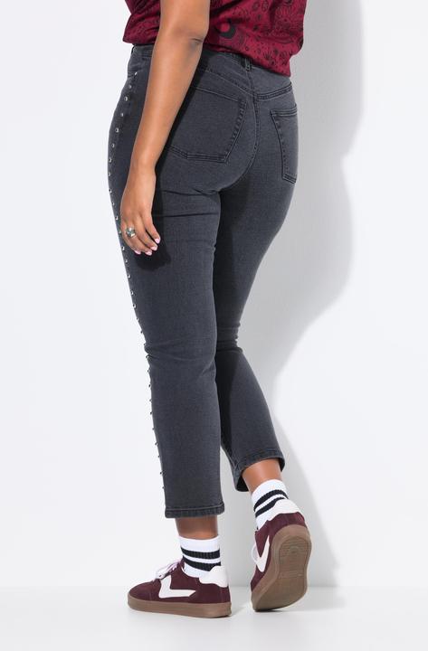 Immagine prodotto Studio Untold Mom jeans con rivetti decorativi, cinque tasche e cintura elastica (46)
