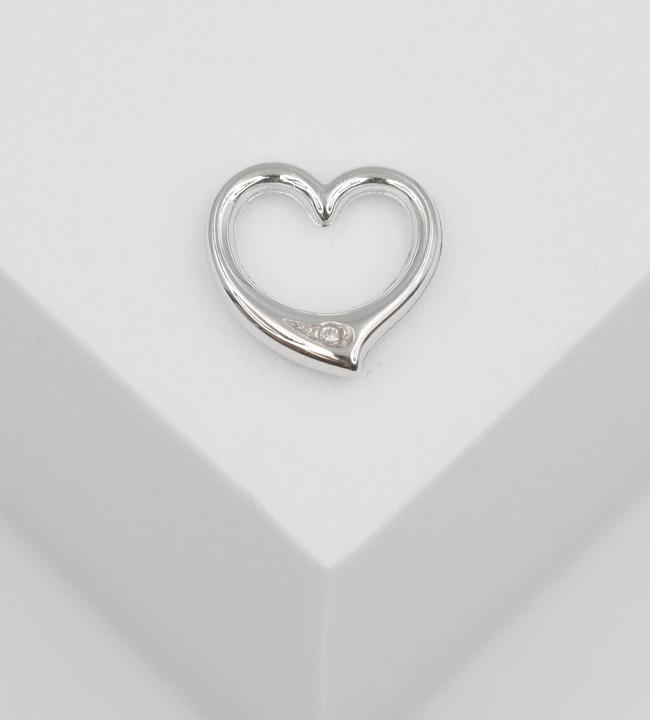 Actual product image Muau Pendant heart white gold 750 diamond 0.005ct. 12x12mm (White gold)