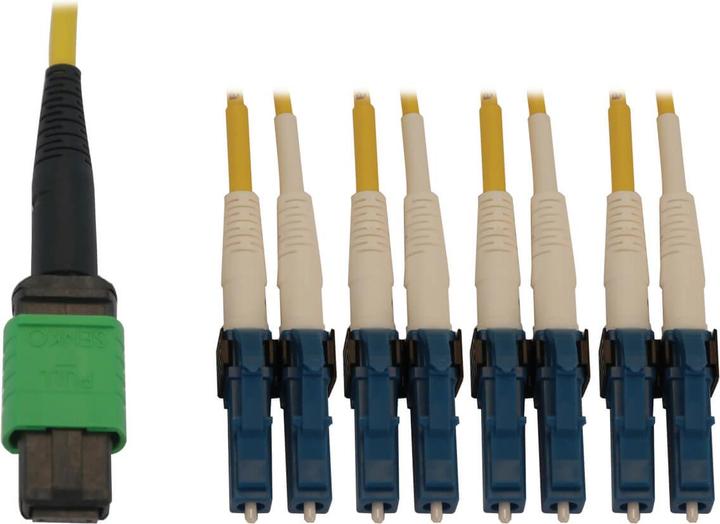 Actual product image Eaton 400G Singlemode 9/125 OS2 Switchable Fibre Optic Cable 12F MTP/MPO-APC to 4x Duplex (2 m)