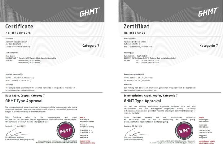 Immagine prodotto Digitus Cavo di installazione con doppino intrecciato CAT 7 S-FTP, AWG 23/1 (S/FTP, CAT7, 500 m)