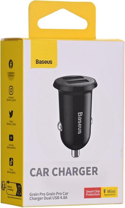Image du produit Baseus Grain Pro Car Charger 2x USB 4.8A (black)