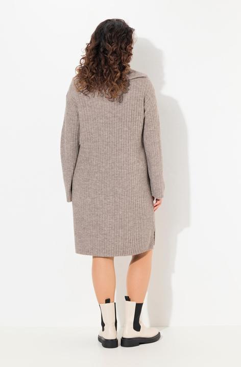 Actual product image Ulla Popken Ribbed Knit Long Sleeve Troyer Collar Dress (42, 44)