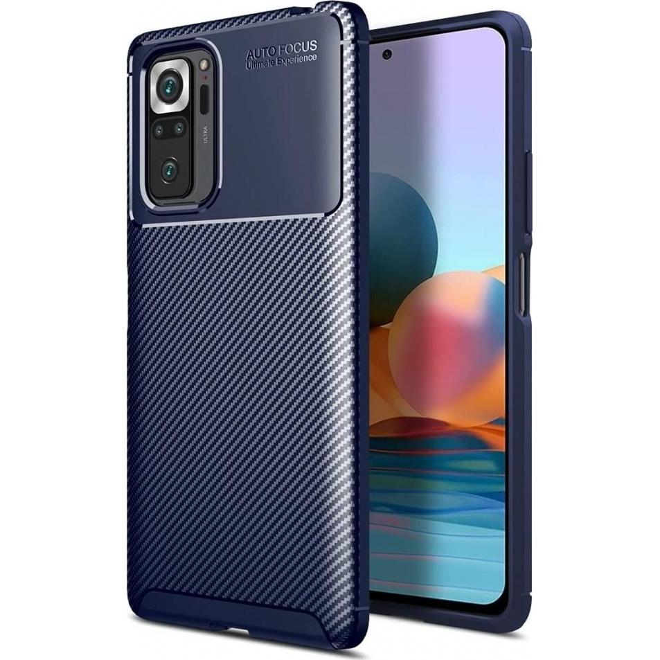 Screenguard Xiaomi Redmi Note 10S Hülle Carbon Design TPU Case (Xiaomi Redmi Note 10S), Smartphone Hülle, Blau