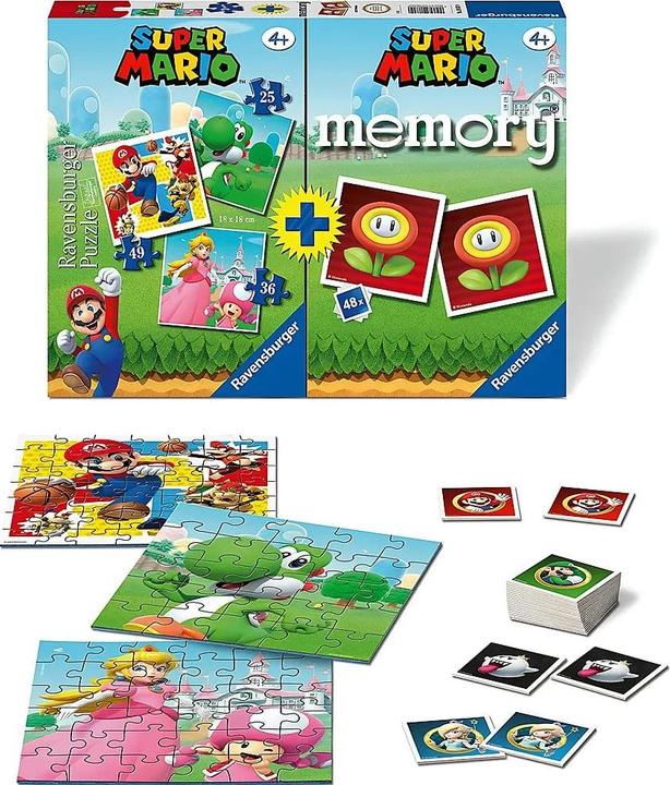 Produktbild Ravensburger Multipack Memory + 3 Puzzle - Super Mario (25 Teile)