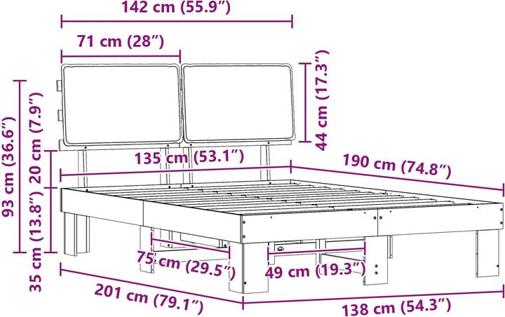 Image du produit vidaXL Bettrahmen (135 x 190 cm)