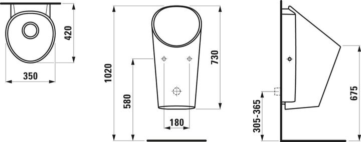 Actual product image Laufen Lema suction urinal, L/W/H: 350/420/730 mm, waterless, H843197 (Suction siphon)