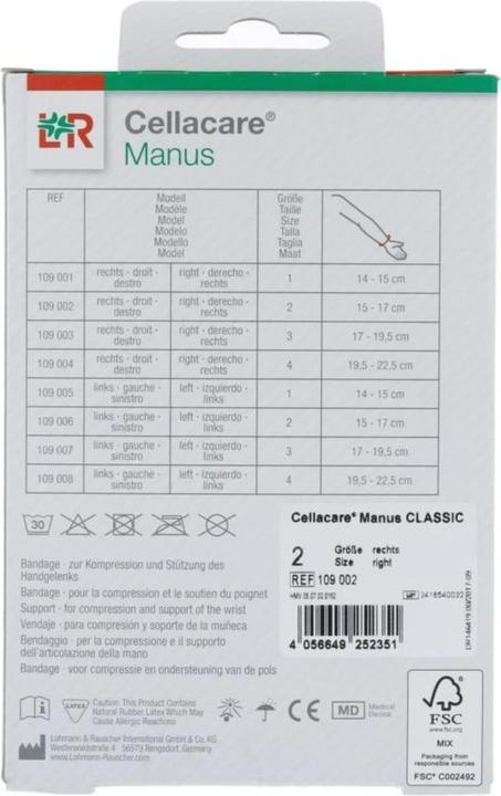 Nährwerte und Zutaten Cellacare Manus Classic Grösse 2 rechts (2)