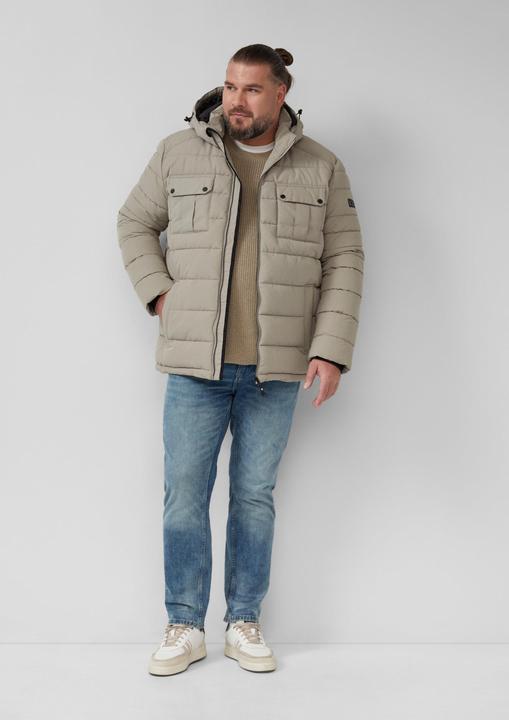 Produktbild s.Oliver Strickpullover Strukturierter Baumwoll-Pullover mit Label-Patch (5XL)