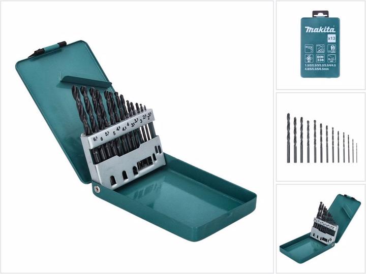 Immagine prodotto Makita D-54075 HSS-R Set di 13 Punte per foratura in Metallo - DIN 338 118° (2,0 mm)