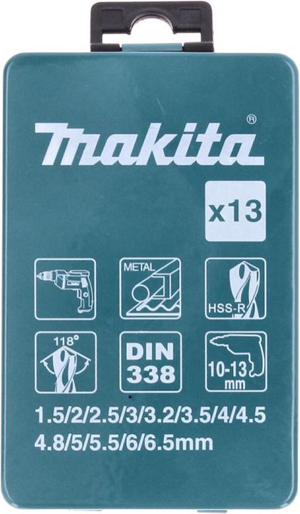 Immagine prodotto Makita D-54075 HSS-R Set di 13 Punte per foratura in Metallo - DIN 338 118° (2,0 mm)