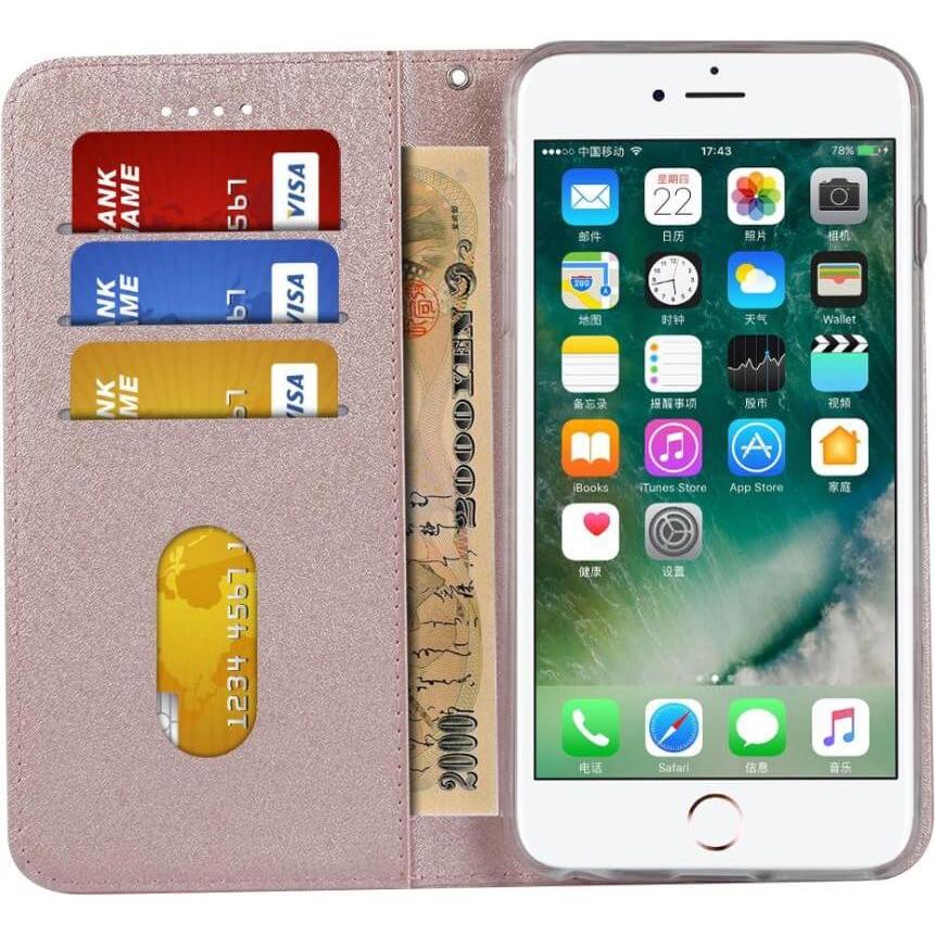 Thumbnail - Cover-Discount iPhone SE / 8 / 7 - Silk Texture Flip Case rosa (Apple iPhone 7, Apple iPhone 8), Smartphone Hülle, Rosa