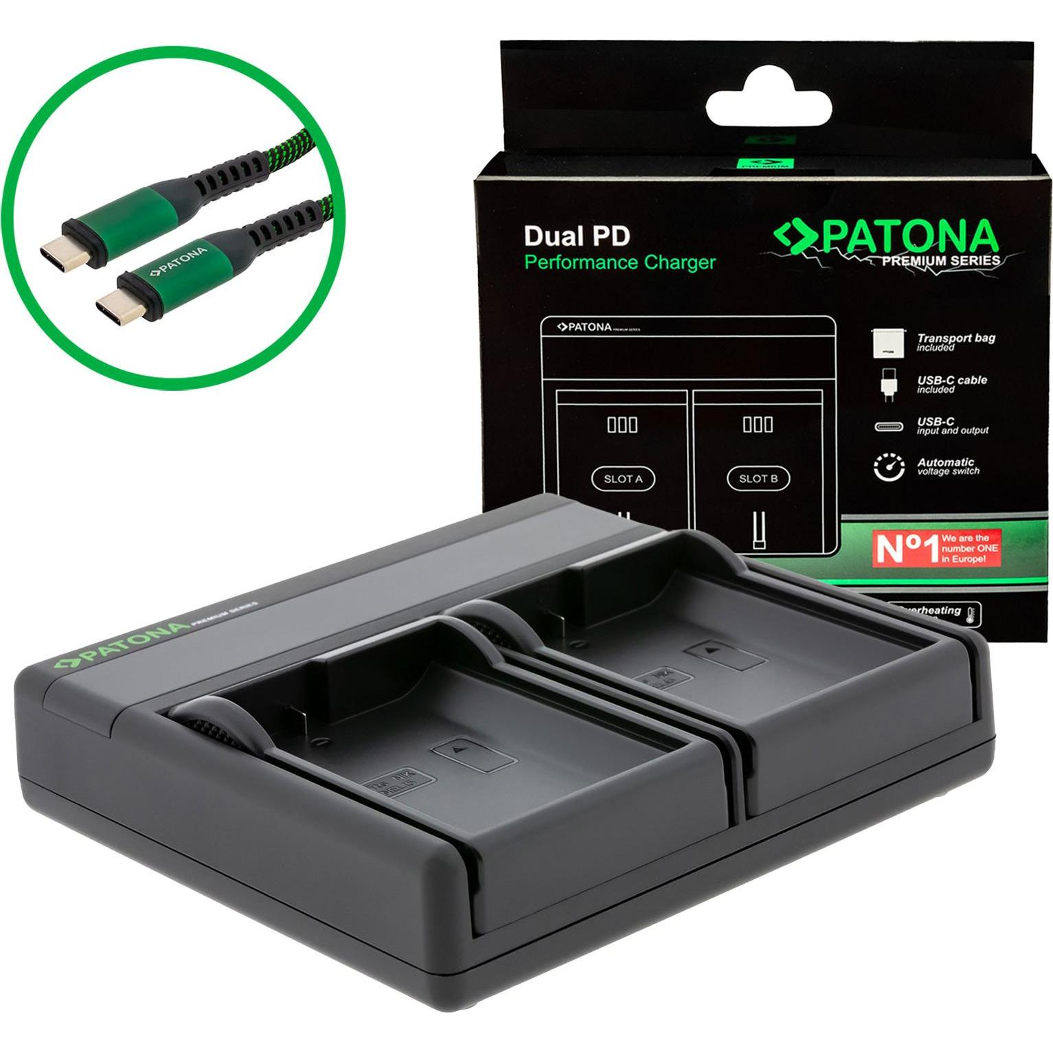 Patona Dual PD Nikon EN-EL15 USB-C (Caricabatterie per fotocamere), Alimentatore fotocamera, Nero