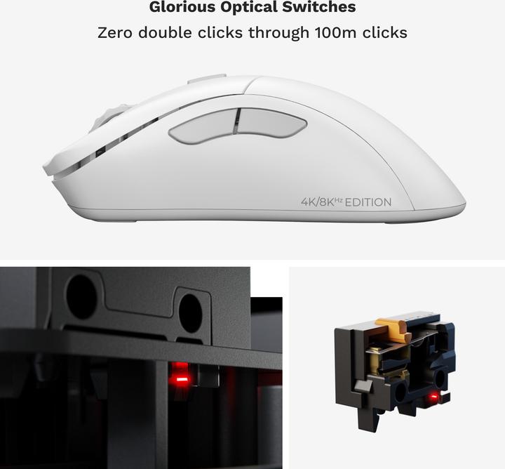 Actual product image Glorious Model D 2 PRO Wireless - 4K/8K Polling - White (Cable, Wireless)