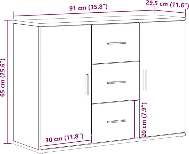 Image du produit vidaXL Sideboard (91 x 29.50 x 65 cm)
