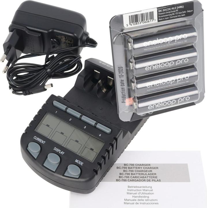 Image du produit AccuCell 4x Sanyo Eneloop XX HR-3UWX 2500mA, chargeur rapide écran LCD (4 pcs, AA, 3000 mAh, Piles rechargeables + chargeur)