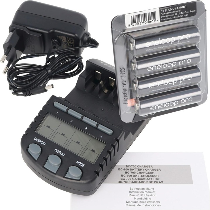 Produktbild AccuCell 4x Sanyo Eneloop XX HR-3UWX 2500mA, Schnelladegerät LCD-Display (4 Stk., AA, 3000 mAh, Ladegerät inkl. Akku)