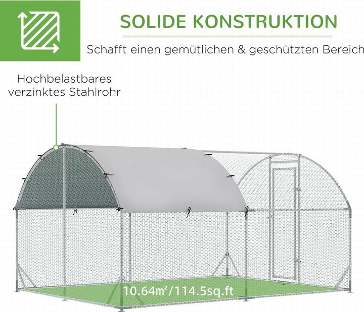 Actual product image PawHut Hühnerstall Stahl, Polyester Silber