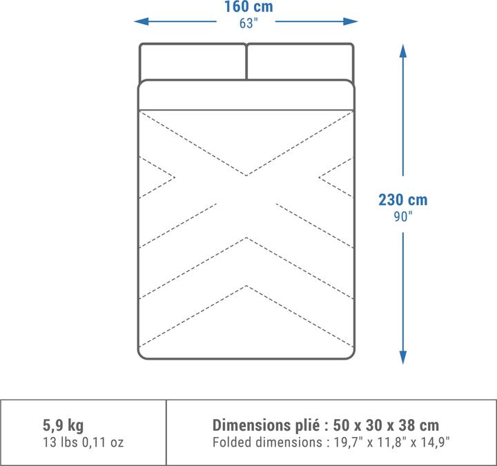 Image du produit Quechua Sac de couchage Camping 0 °C Coton 2 personnes (230 cm)