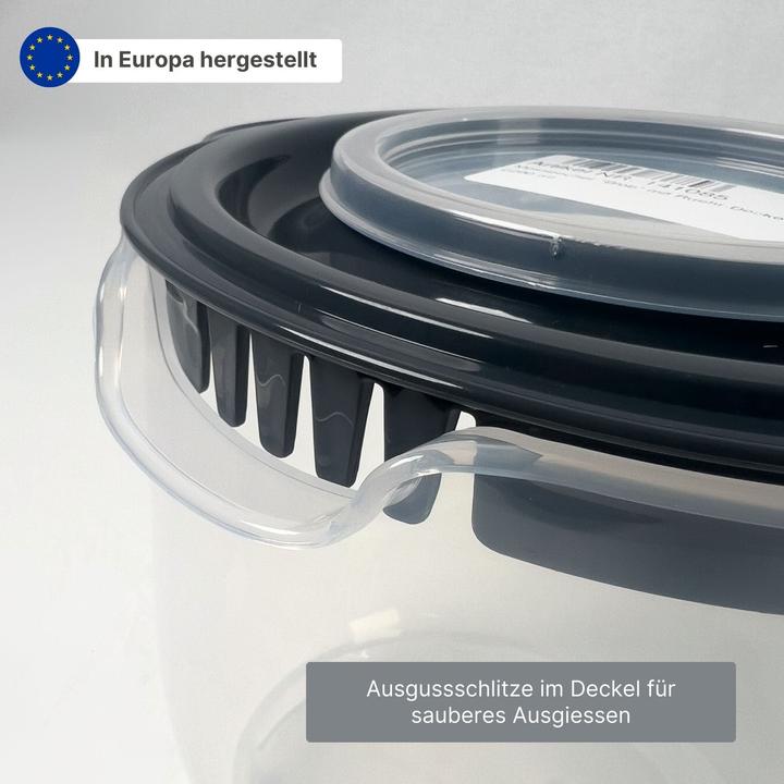 Produktbild B-Home Messbecher mit Rühr-Deckel Rührbecher Messbehälter Messkanne (2200 ml)