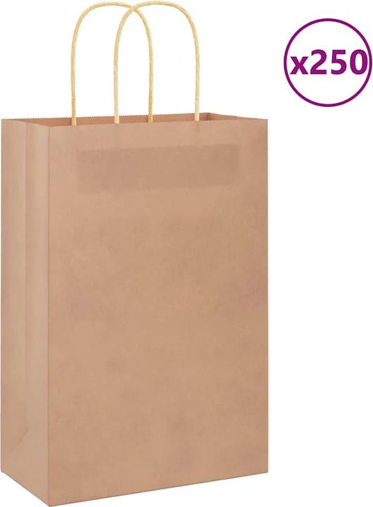 Image du produit VidaXL Sacs en papier kraft 250 pcs. avec anse Marron 22x11x31 cm Sac en papier (Pochette cadeau, 250 x)