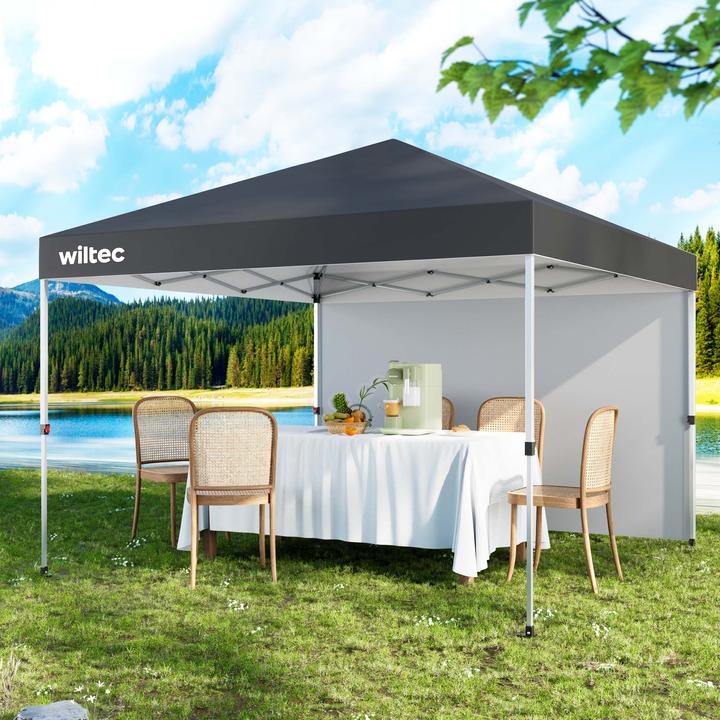 Actual product image Wiltec Faltpavillon 3x3m grau Räder Gartenpavillon Partyzelt Pavillon Camping (300 cm, 300 cm)