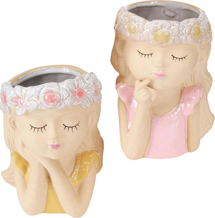 Viana Deko Vase mit Blumenkranz zauberhafte Mädchenfigur 2er Set (2x)