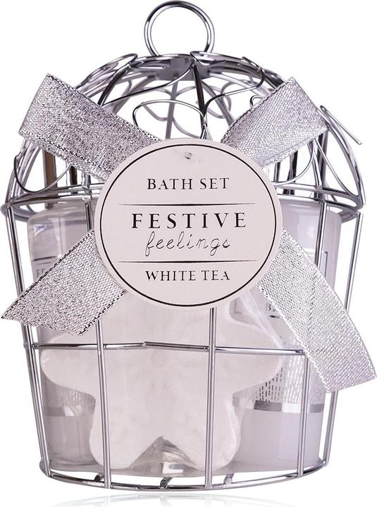 Immagine prodotto Accentra Set regalo FESTIVE FEELINGS in gabbia per uccelli, fragranza: Tè bianco (Set per la cura dei capelli)