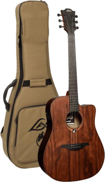 Image du produit Lâg Guitars Sauvage DCE (Guitare classique, Brown Brankowood (pinus radiata), Finition smoked eucalyptus rough sawn, Khaya, Pale Brankowood)
