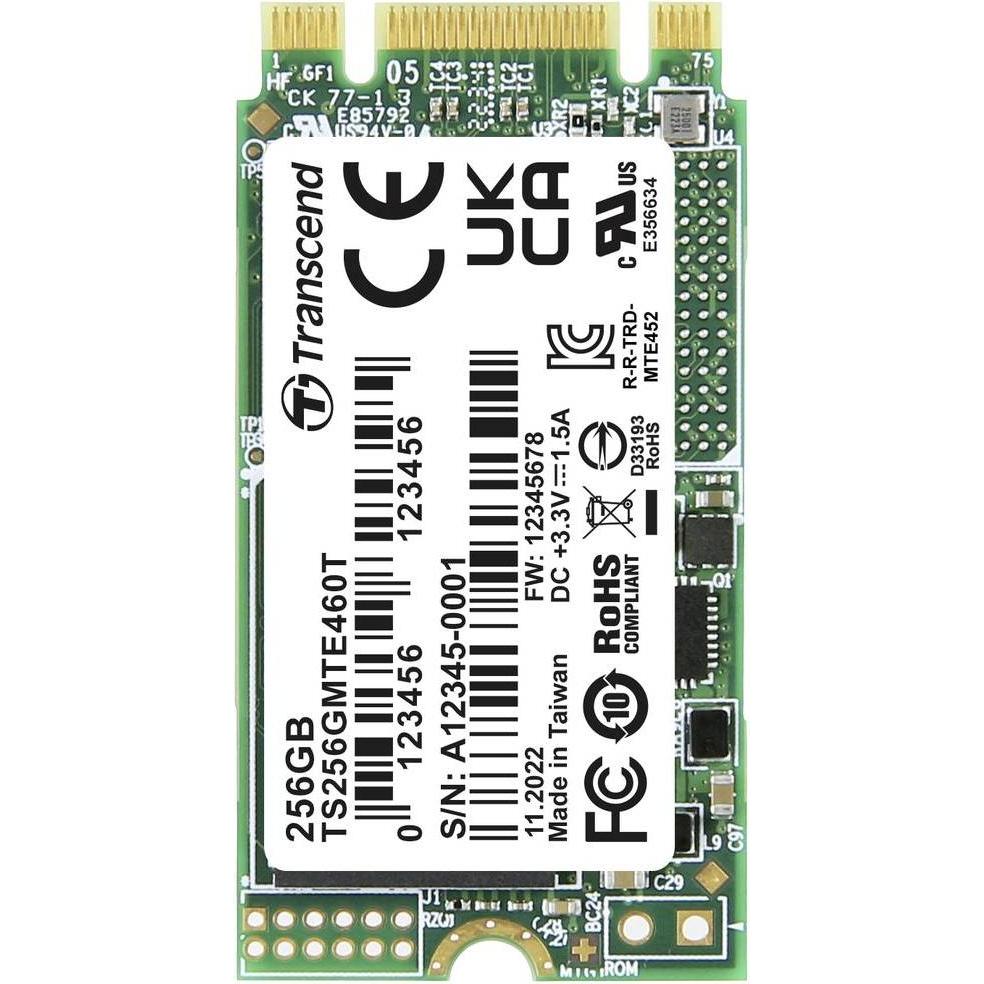 Transcend MTE460T 256GB SSD M.2 PCIe NVMe interno 2242 PCIe NVMe 3.0 x2 Retail TS256GMTE460T (256 GB, M.2 2242), SSD