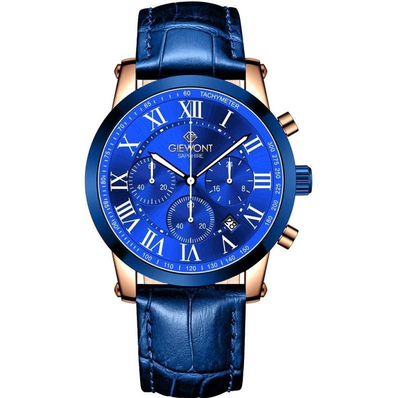 Giewont, Orologio da polso, Zegarek Zegarek Męski Chronograph Sapphire Miedziano Niebieski GW6260-A5, Blu, Rame, (Cronografo)