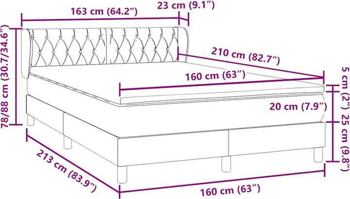 Produktbild vidaXL Boxspringbett (160 x 210 cm)