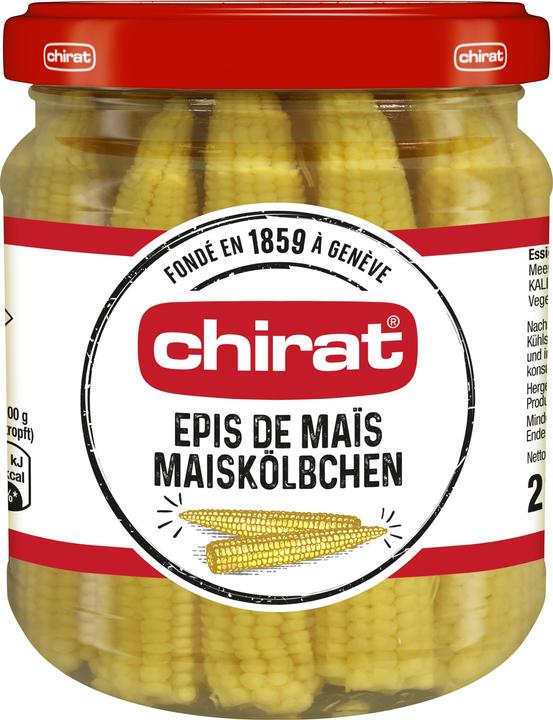 Actual product image Chirat Vinegar corn cobs, crunchy corn ideal for raclette, fondue, aperitif, cold plates & grilling (210 g)