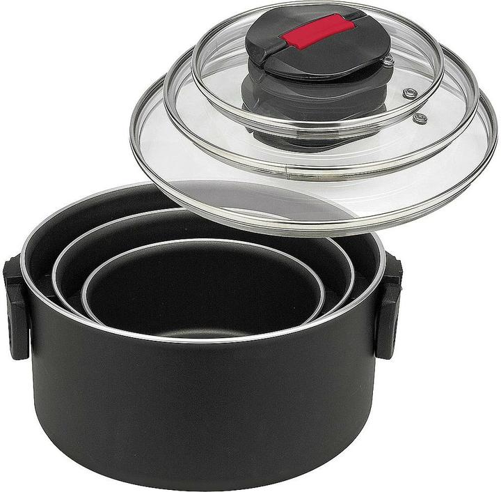 Actual product image Ballarini Click&Cook cooking pot set 3 pieces with lid (24 cm, Pan set + pot set, Stainless steel, Aluminium)