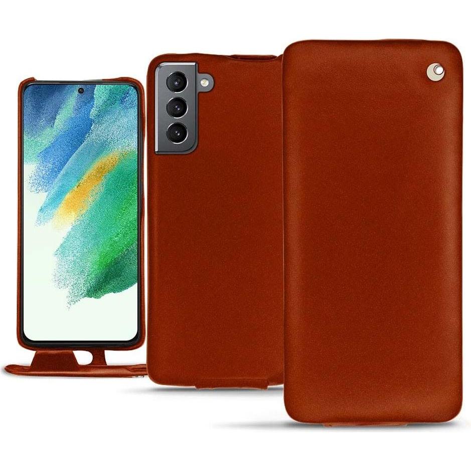 Noreve Lederschutzhülle vertikal (Samsung Galaxy S21 FE), Smartphone Hülle, Orange